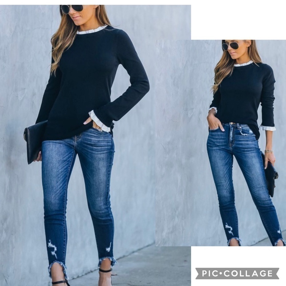 Black n White… Black Sweater White Accents - Picture 2 of 7